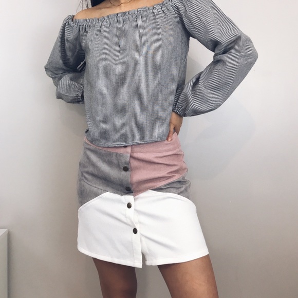 LAST Alice // Color Block Corduroy Mini Skirt - Picture 4 of 6